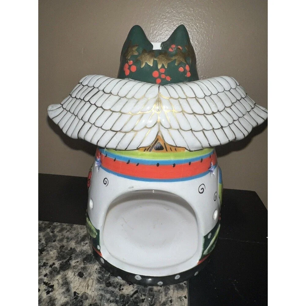 Laurel Burch Votive stand Angel Cat Tealight Bella Casa Ganz Wings Holly Berries